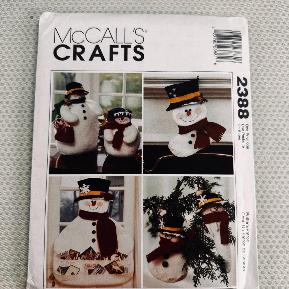 McCalls Crafts 2388 Uncut Snowman Christmas Felt Decor Patterns Ornaments & More